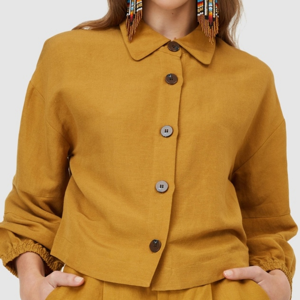 GORMAN Golden Mustard Linen Cropped Jacket - Picture 5 of 16